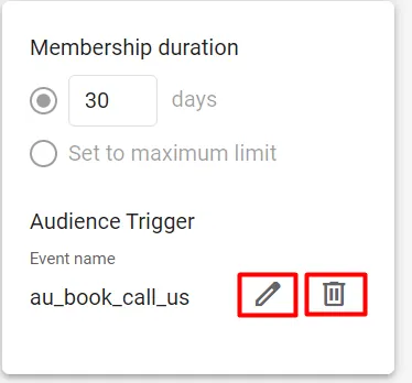 edit audience trigger