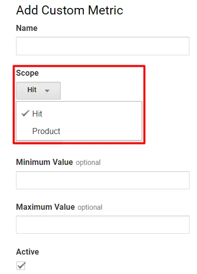 custom metric in UA