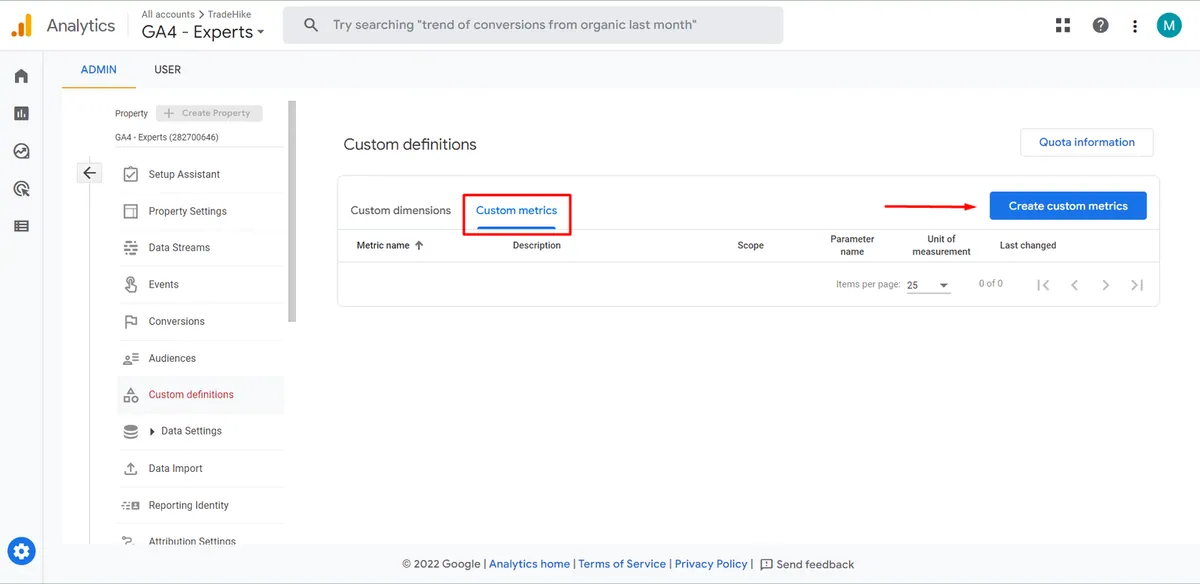 create new custom metric