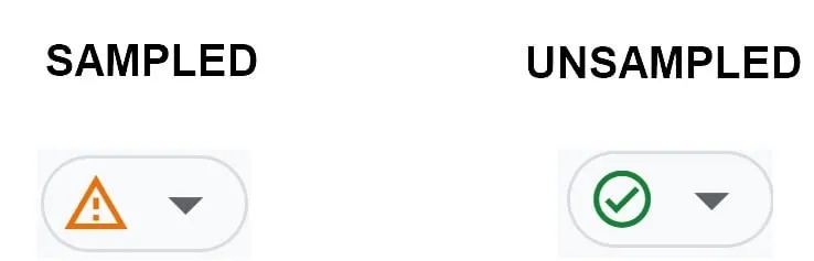 sampled and unsampled ga4 warning icon