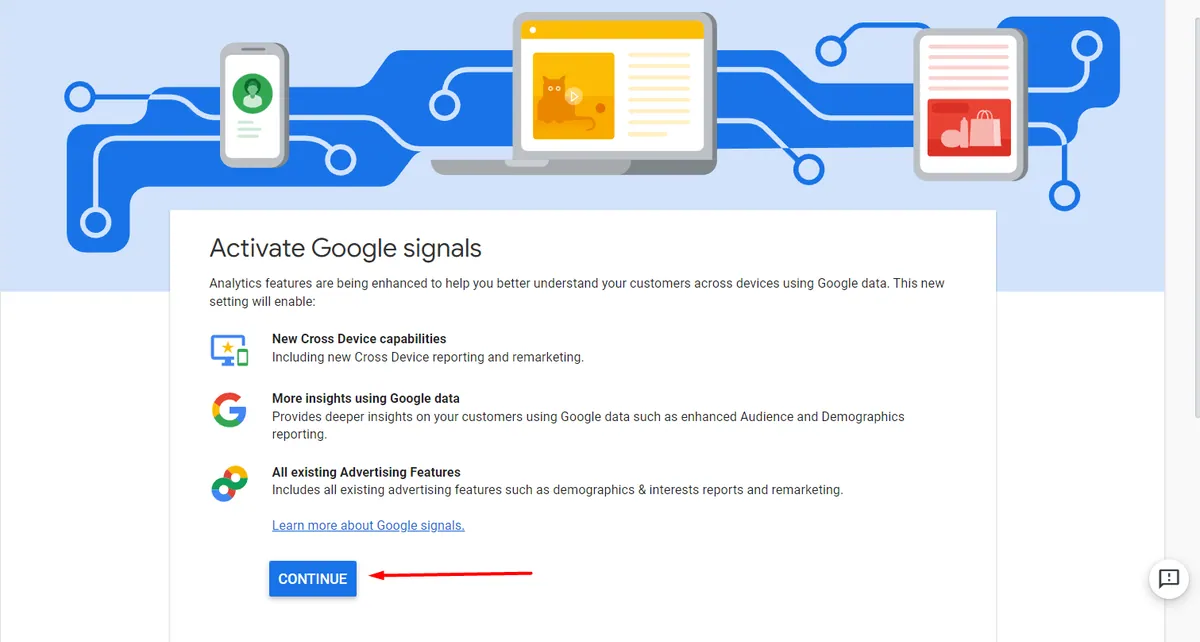 continue to activate google signals