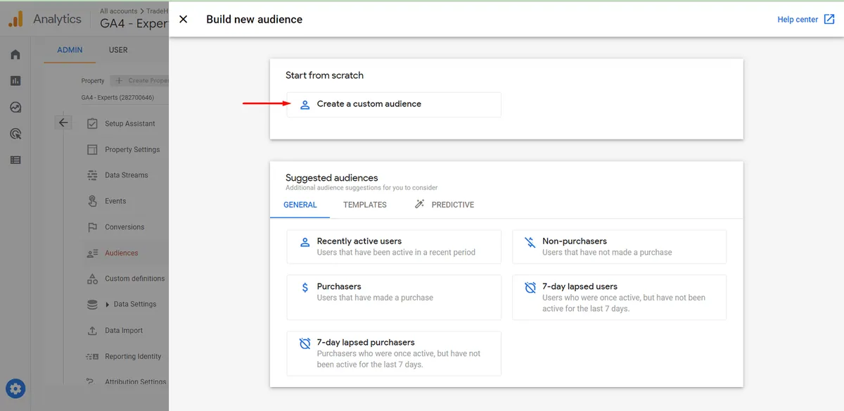 create a custom audience button