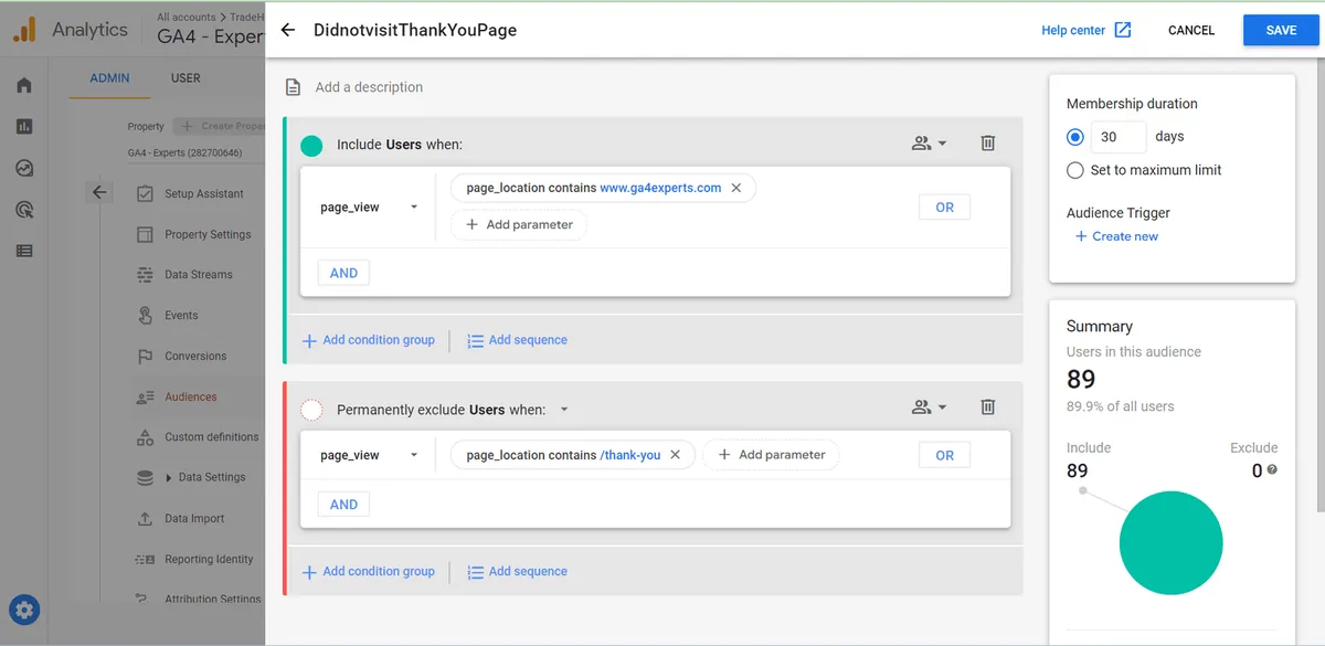 remarketing audience condition