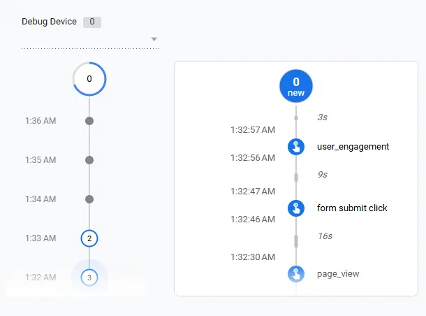 GA4 DebugView Interface