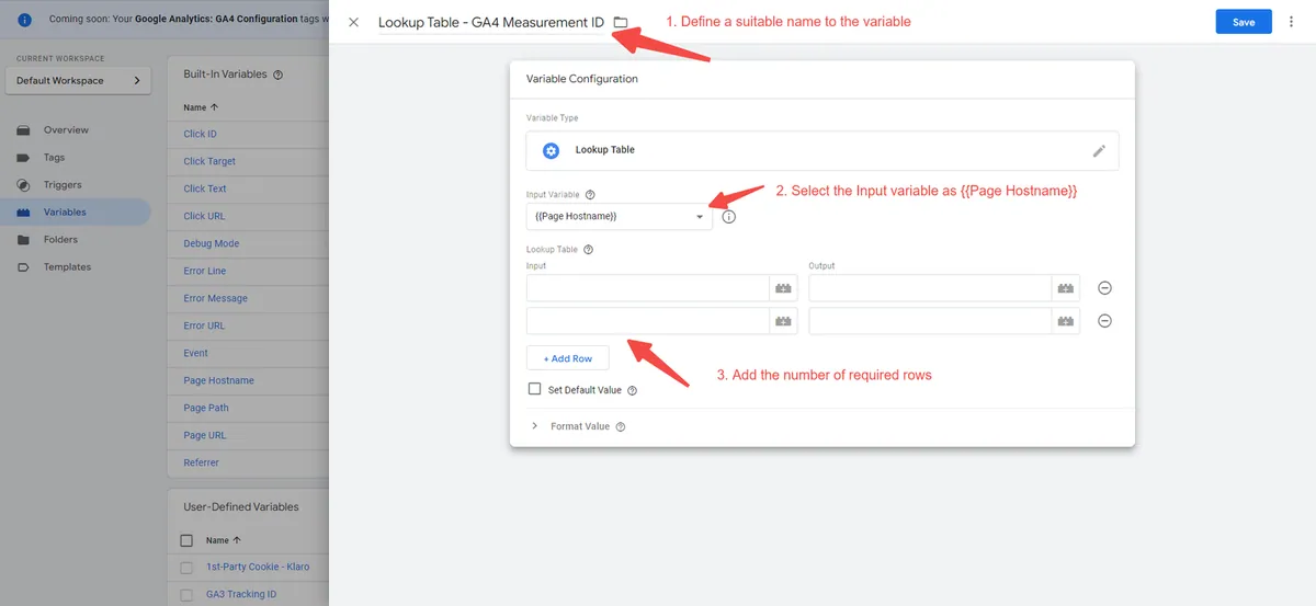 Configure Your Lookup Table Variable