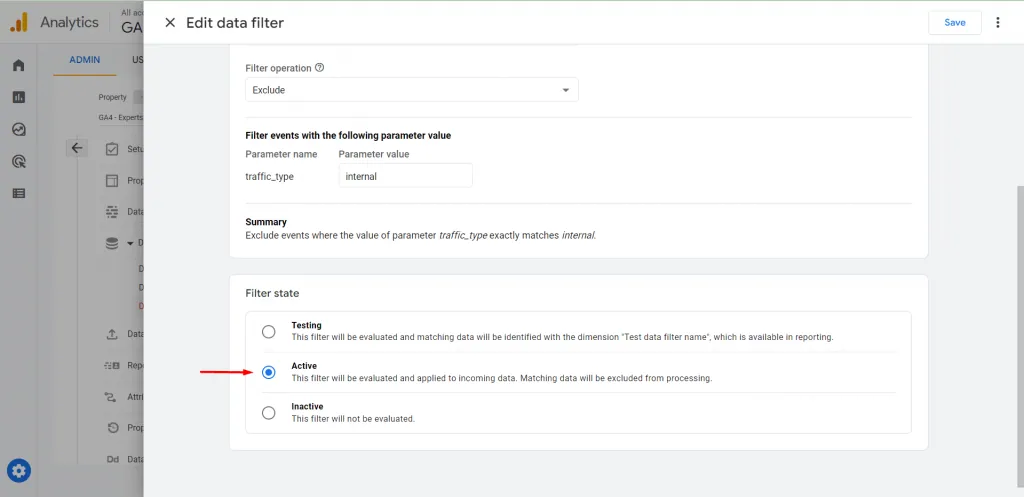 data filter state