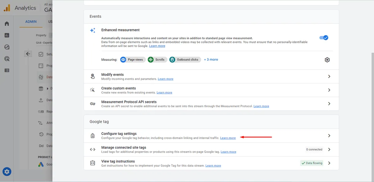 configure tag settings