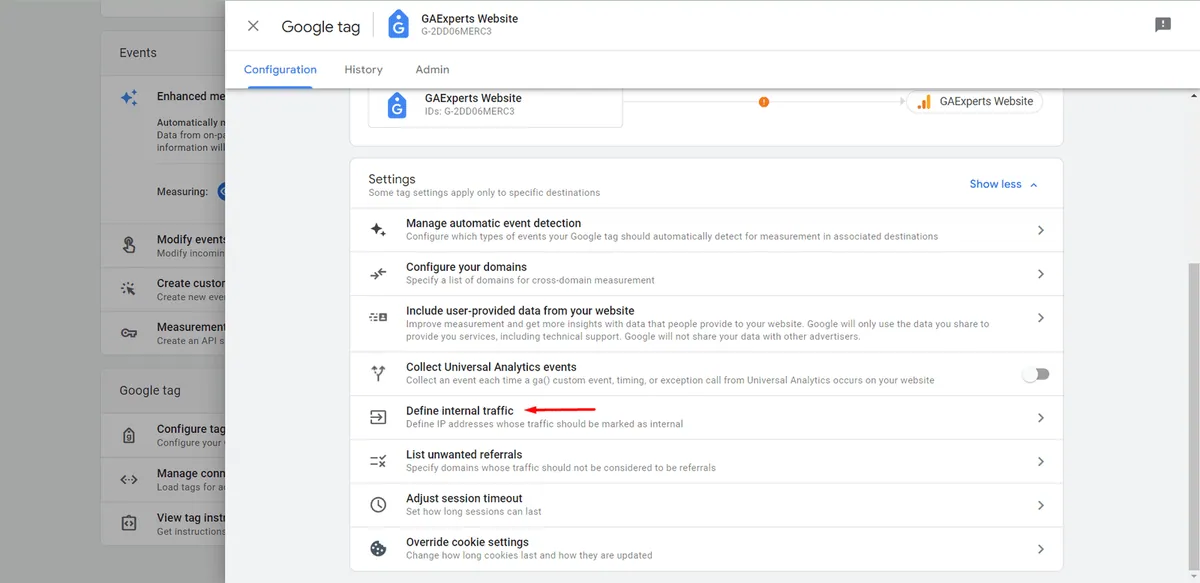 define internal traffic in ga4