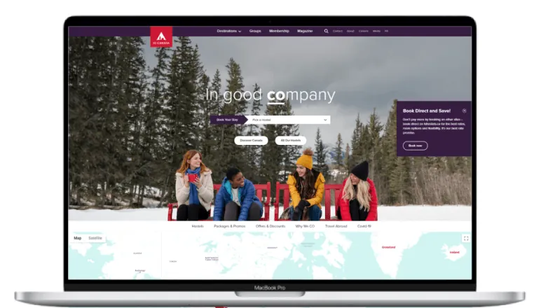 HI Hostels Canada website