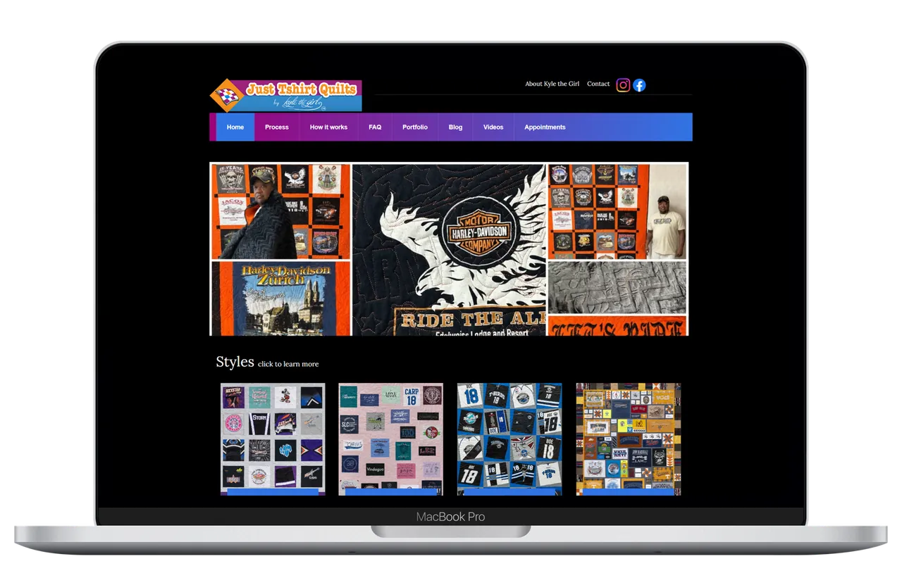 Just T-Shirt Quilts website