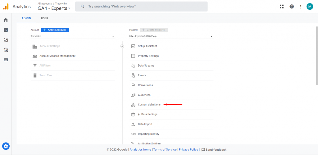 custom definitions in GA4