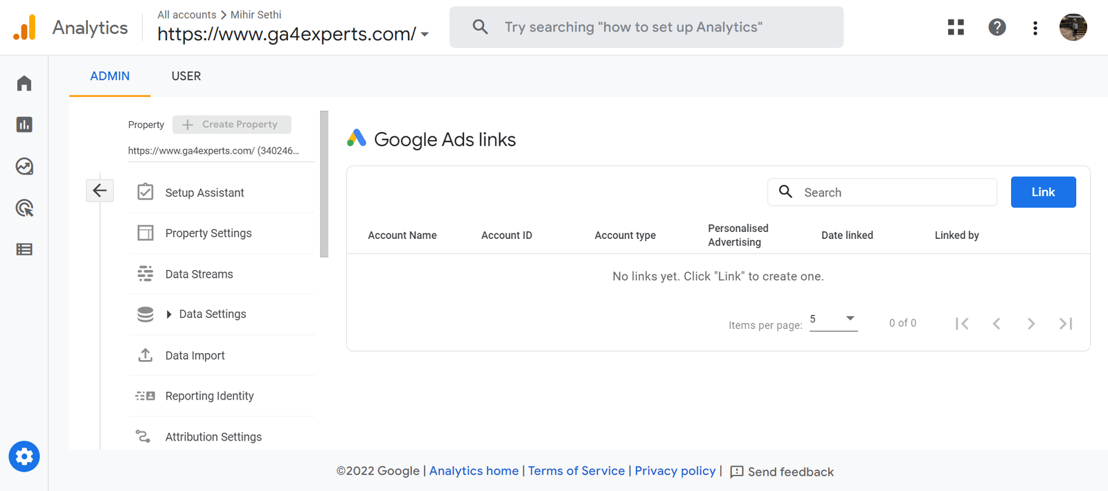 google ad link removed