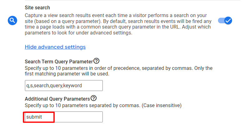 additional query parameters