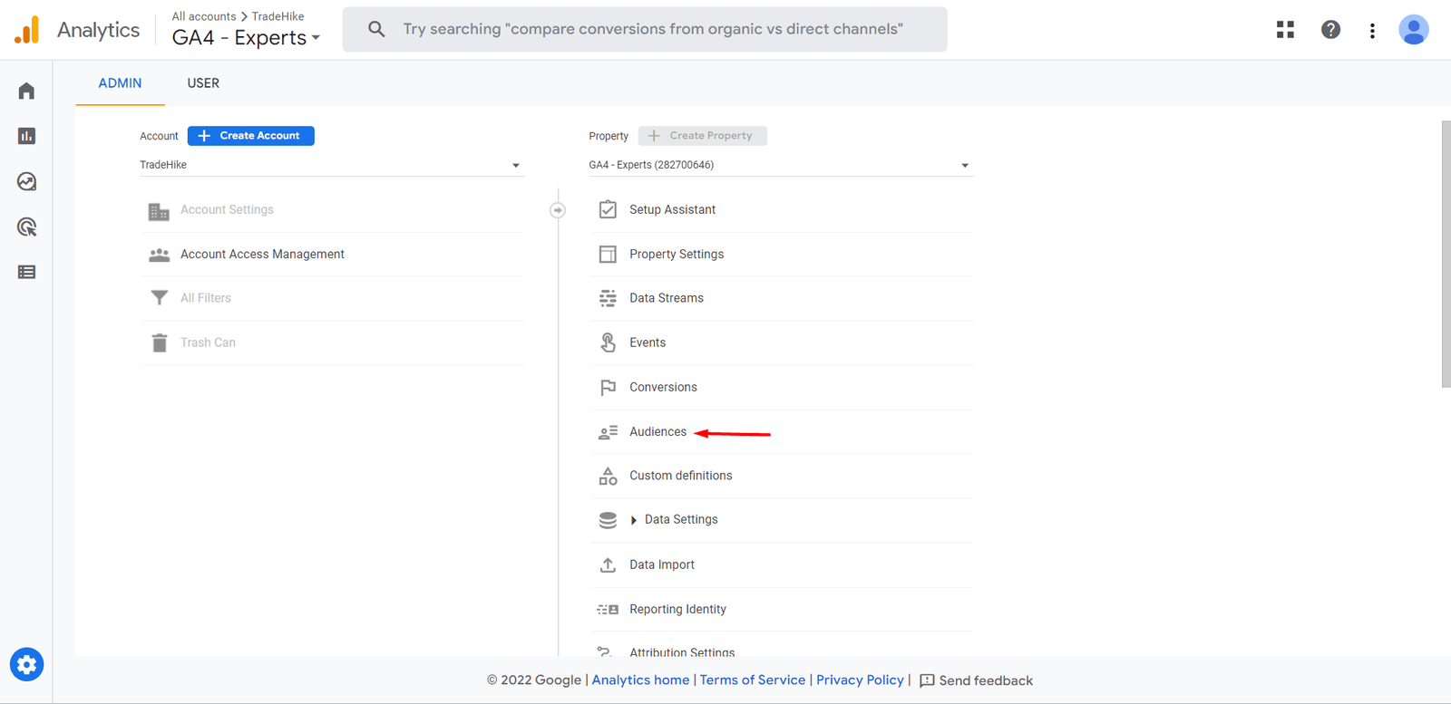 audiences under property settings