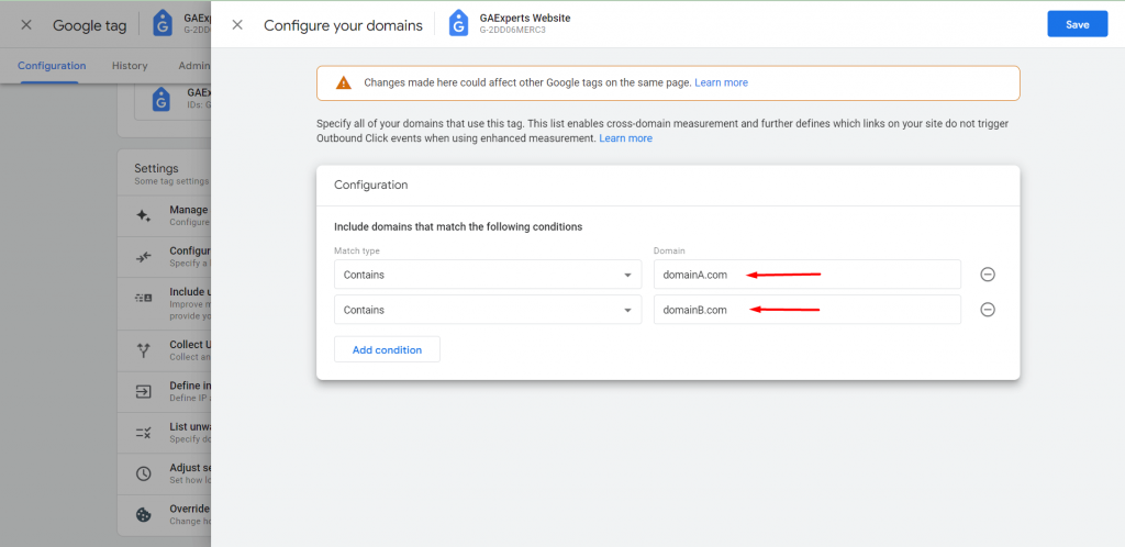 configuration of domains