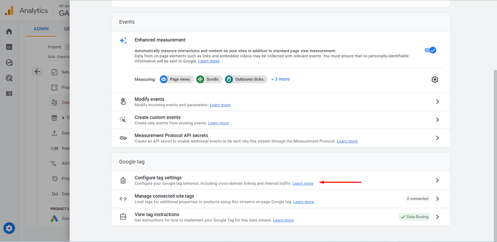 configure tag settings