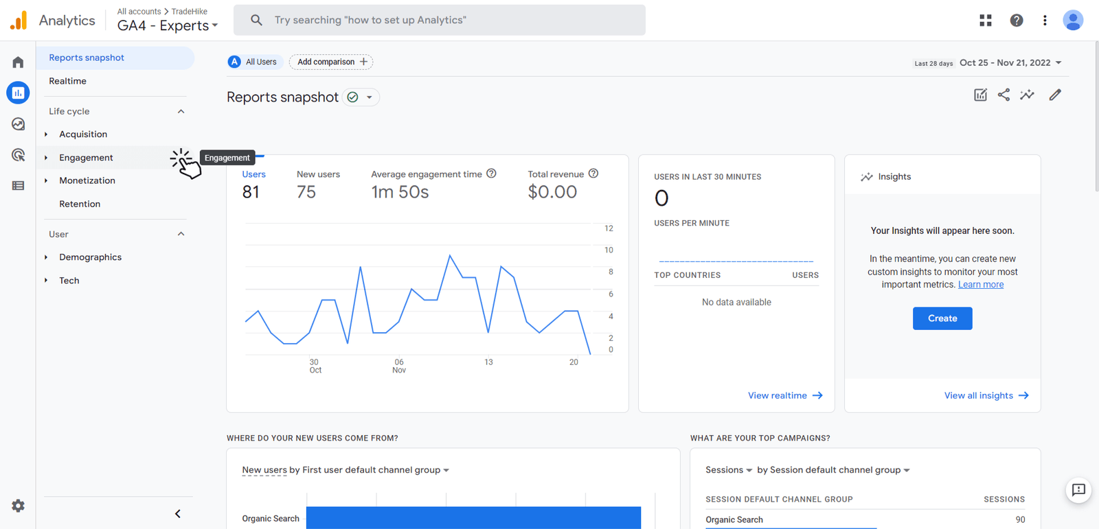 engagement report in GA4