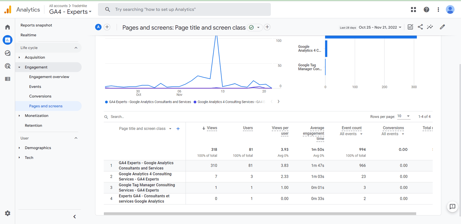 pages and screens report