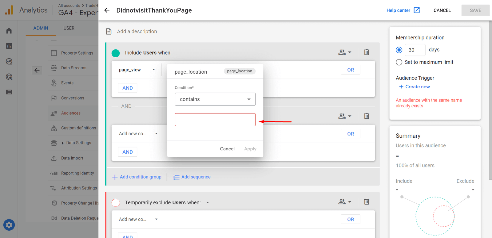 remarketing audience condition