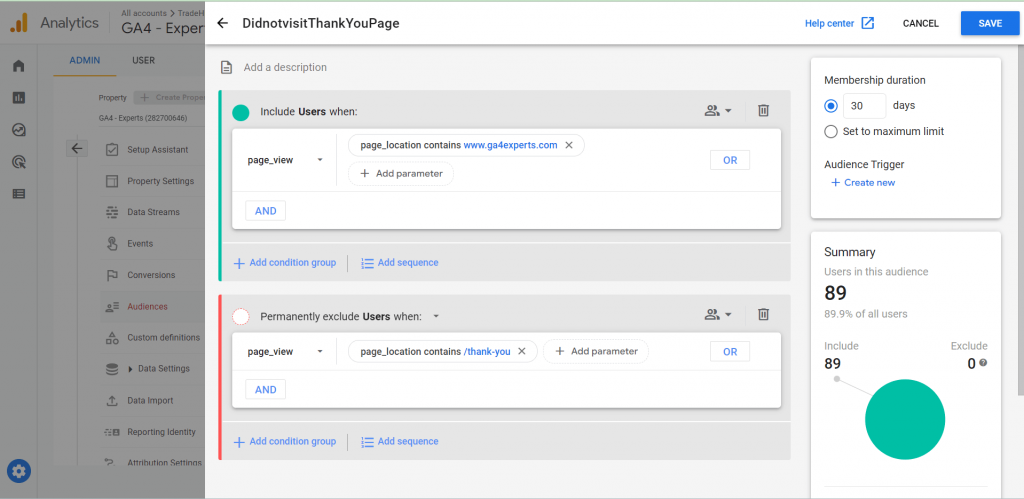 remarketing audience condition