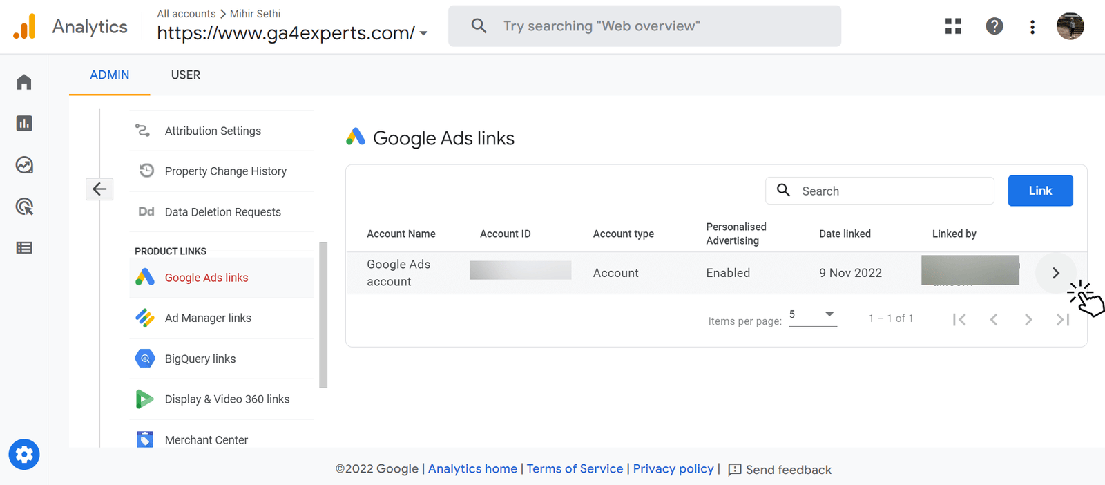 select google ads account