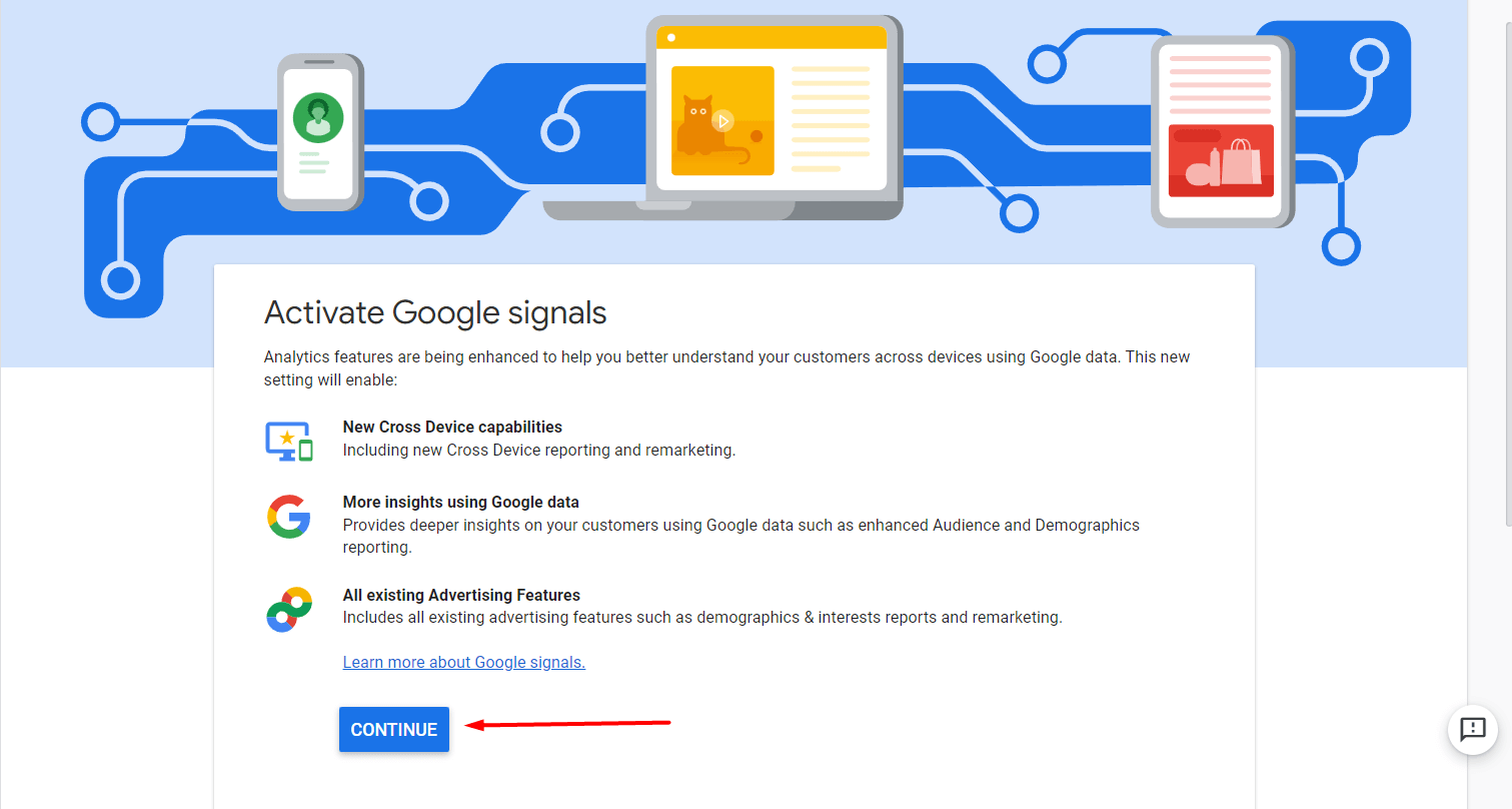 continue to activate google signals