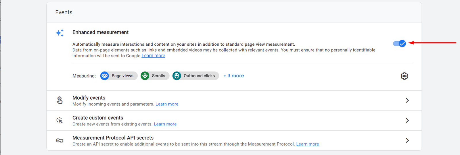 enhanced measurement toggle