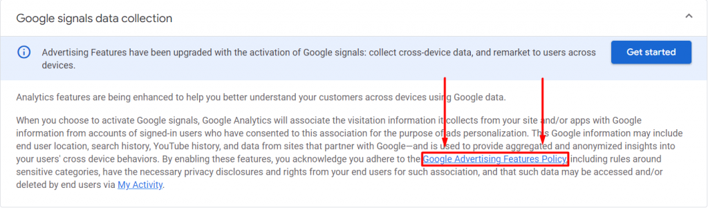 google advertising features policy