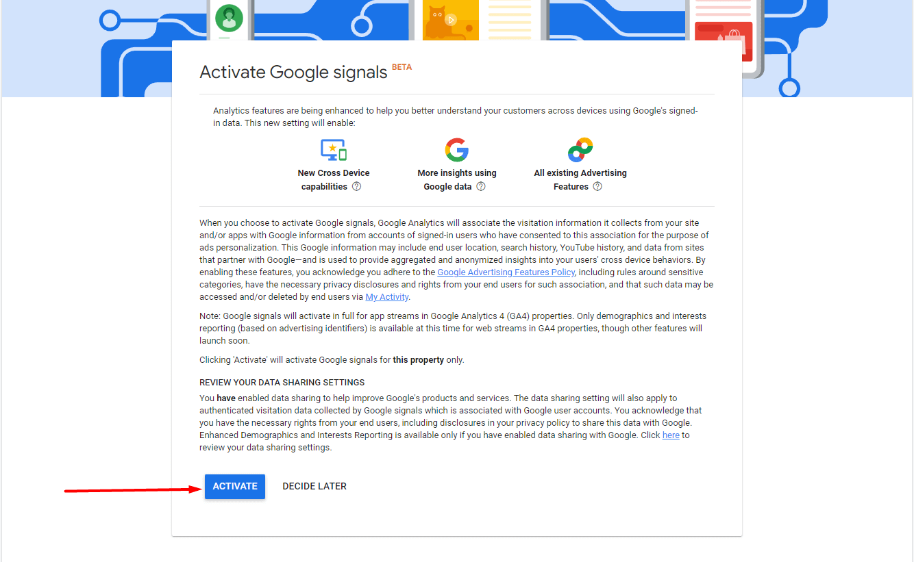 google signals activated
