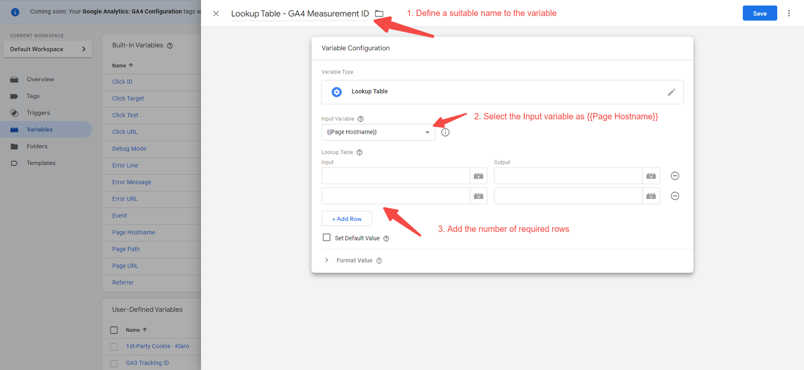 Configure Your Lookup Table Variable