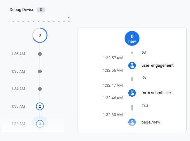GA4 DebugView Interface
