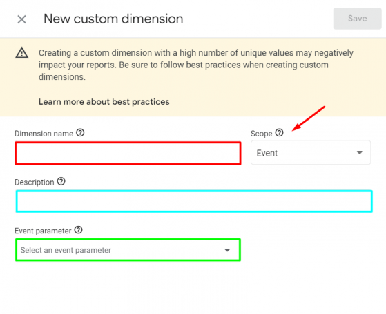 new custom dimension details